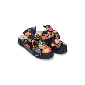 FARM Rio Floral Print Clogs with Bow Accent Slip On‎ Slides Size 7.5 Colorful